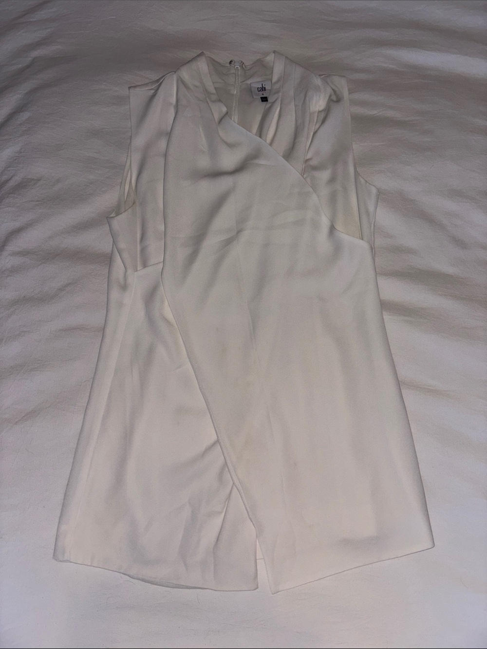 CAbi White Sleeveless Surplice Blouse